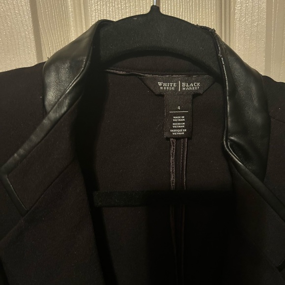 White House Black Market Black Blazer with Leather Trim - Picture 2 of 4